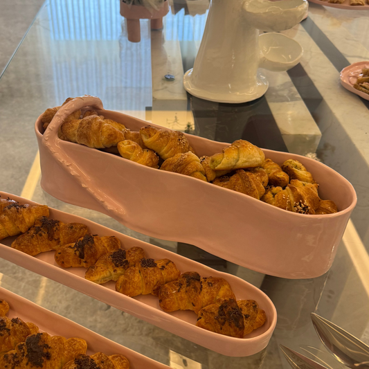 Ceramic oval thin flat platter