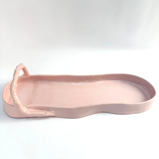 Ceramic oval flow flat platter