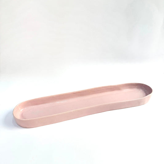 Ceramic oval thin flat platter