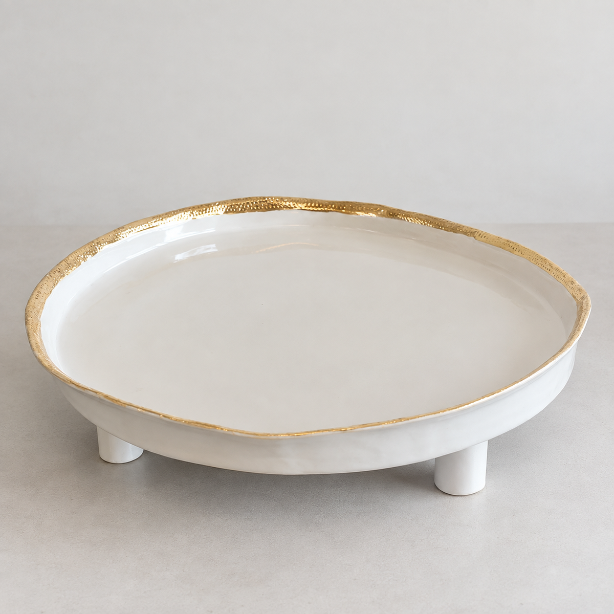 Elevated Textured Shallow Bowl