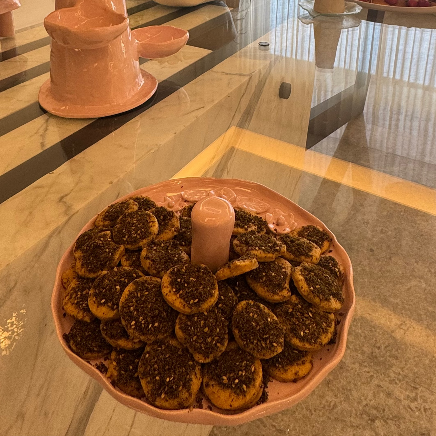 Ceramic Small cookie plate with flowers